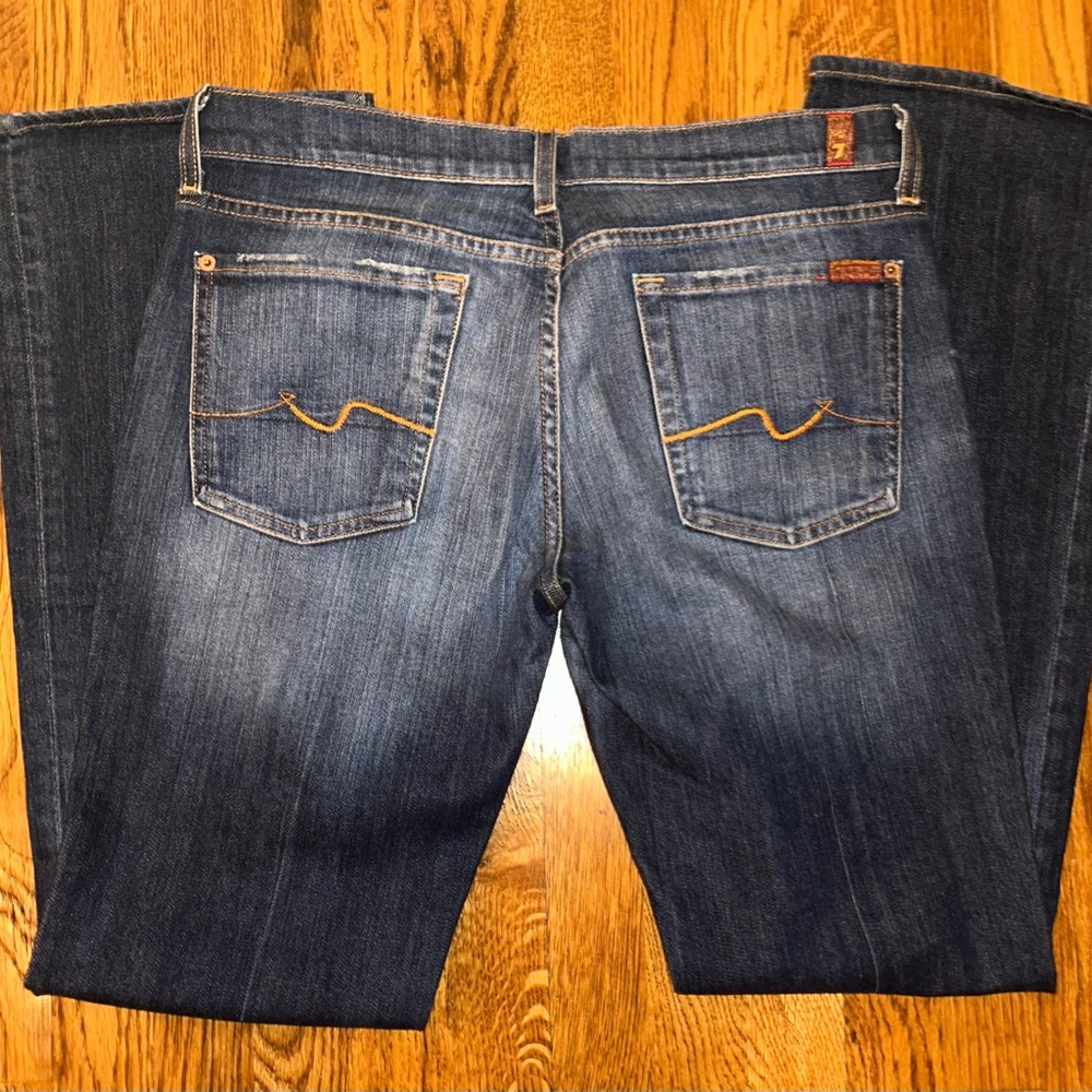 NWOT  7 For All Mankind Classic Blue Boot Cut Jeans, Size 32